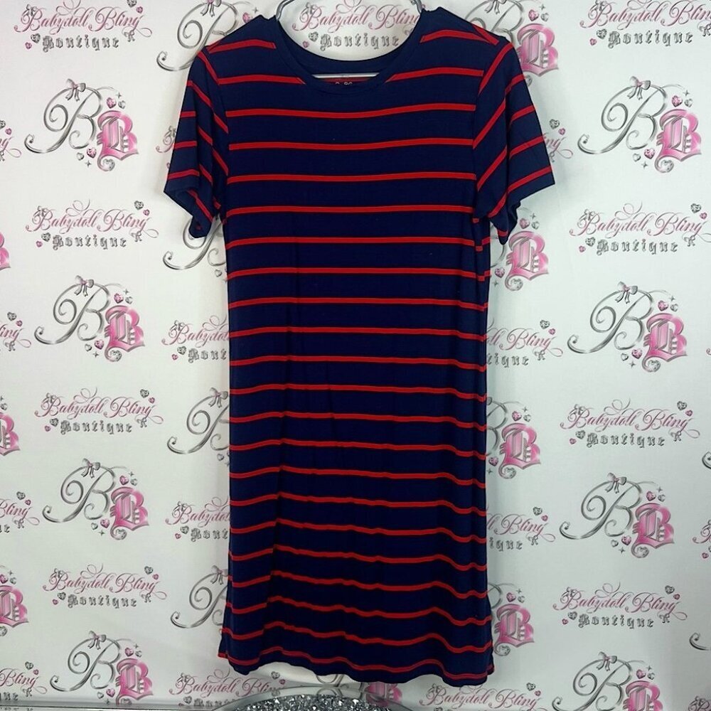 BCBGeneration dress nautical sailor stripes Navy and Red Striped Top